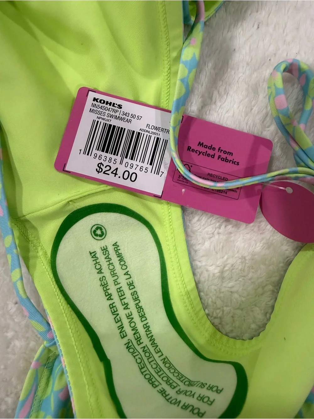 Kohl's Girls Pink & Lime Floral Two-Piece Swim Set